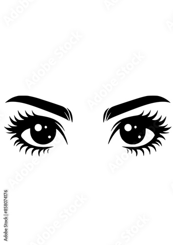 Cute girls eyes SVG, Brows SVG, Eyelashes SVG, Girl SVG, Makeup SVG, Beautiful SVG, Look SVG, Girls Eyes Silhouette, Eyes Vector, Clipart, Cut file for Cricut SVG, JPG, PNG