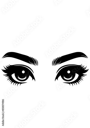 Cute girls eyes SVG, Brows SVG, Eyelashes SVG, Girl SVG, Makeup SVG, Beautiful SVG, Look SVG, Girls Eyes Silhouette, Eyes Vector, Clipart, Cut file for Cricut SVG, JPG, PNG