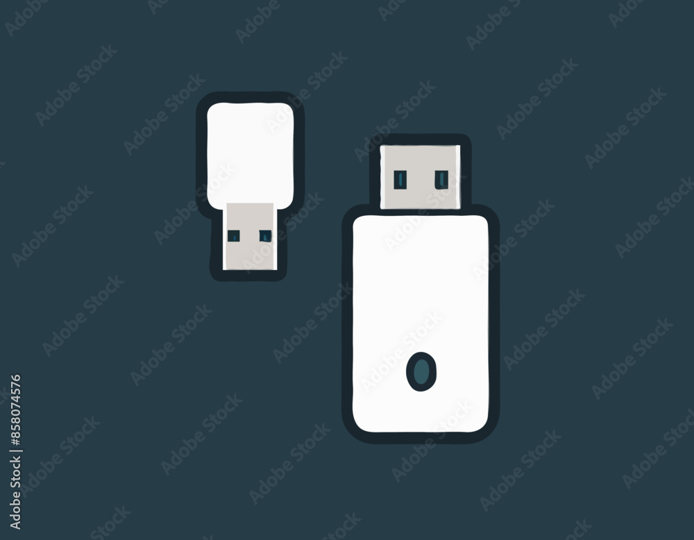USB flash drive icon. Colored silhouette. Top view. Vector simple flat graphic illustration. The isolated object on a white background. Isolate. USB flash drive icon. Colored silhouette. Top view. Vector simple flat graphic illustration. The isolated object on a white background. Isolate.