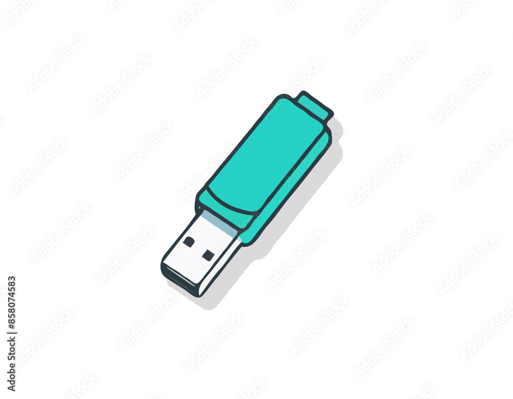 USB flash drive icon. Colored silhouette. Top view. Vector simple flat graphic illustration. The isolated object on a white background. Isolate. USB flash drive icon. Colored silhouette. Top view. Vector simple flat graphic illustration. The isolated object on a white background. Isolate.