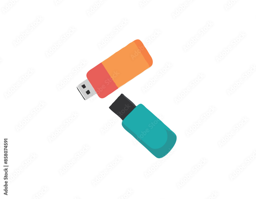 USB flash drive icon. Colored silhouette. Top view. Vector simple flat graphic illustration. The isolated object on a white background. Isolate. USB flash drive icon. Colored silhouette. Top view. Vector simple flat graphic illustration. The isolated object on a white background. Isolate.