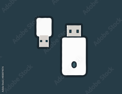 USB flash drive icon. Colored silhouette. Top view. Vector simple flat graphic illustration. The isolated object on a white background. Isolate.