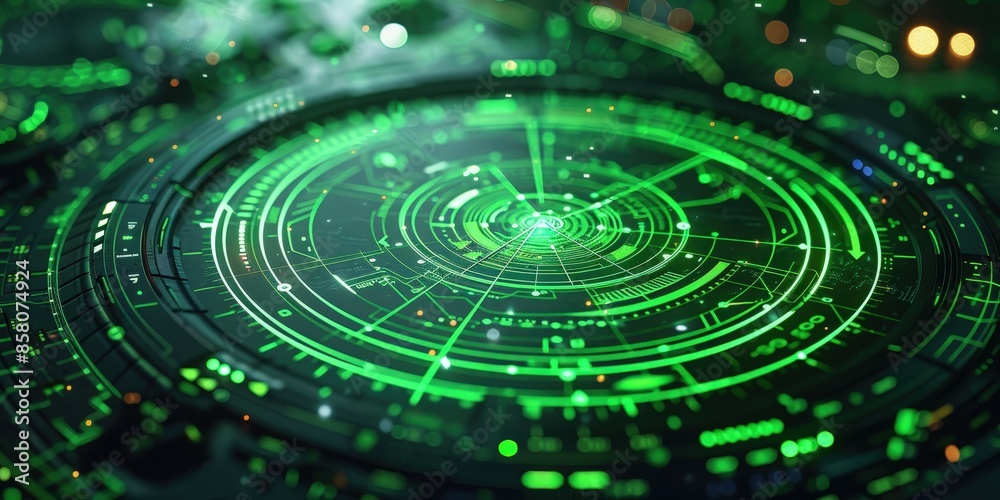 Futuristic Green Interface with Concentric Circles Futuristic Green Interface with Concentric Circles