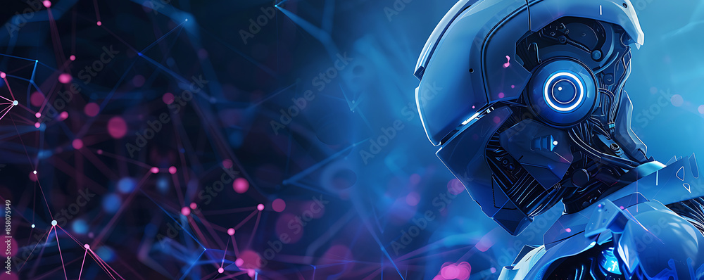 Futuristic robot with artificial Intelligence technology background banner with copy space area for text presenation. Futuristic robot with artificial Intelligence technology background banner with copy space area for text presenation.