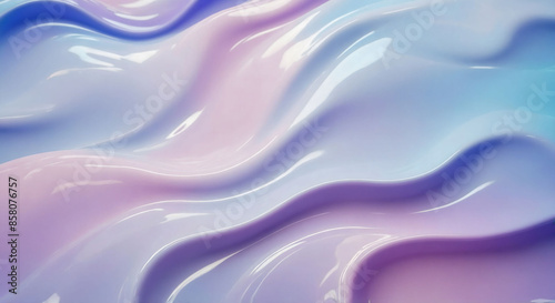 shiny plastic waves with purple blue textures and lights interesting lustrous liquid wavy texture, 3D abstract background photo