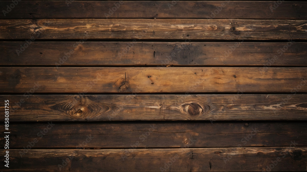 Fototapeta premium 어두운 갈색 나무 판자 배경, 벽지. 오래된 그루지 어두운 질감의 나무 배경, 오래된 갈색 나무 질감의 표면, 위쪽 전망의 갈색 소나무 나무 판넬.