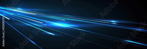 Abstract Blue Light Streaks on a Dark Background © Planetz