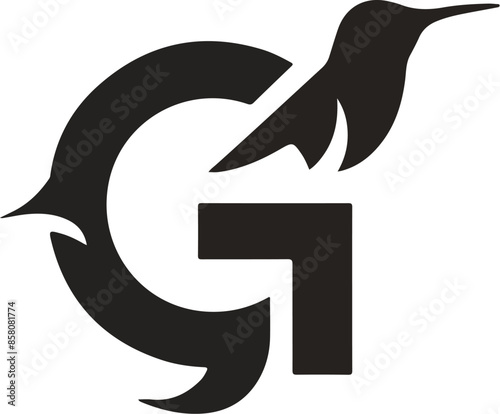 Letter G Creative Logo Black Circle Bird Illustration Design Template Vector