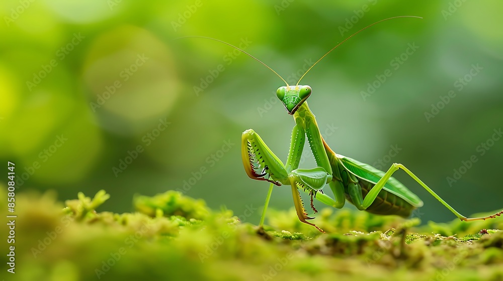 female praying mantis or mantis religiosa in a natural habitat it looking at the camera and sits female praying mantis or mantis religiosa in a natural habitat it looking at the camera and sits