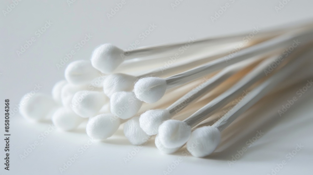 White cotton swabs on a white surface White cotton swabs on a white surface