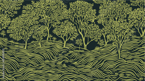 Minimalist night forest background vector design