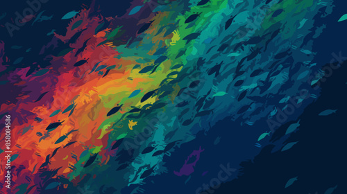 Underwater ocean depth background with fishes 