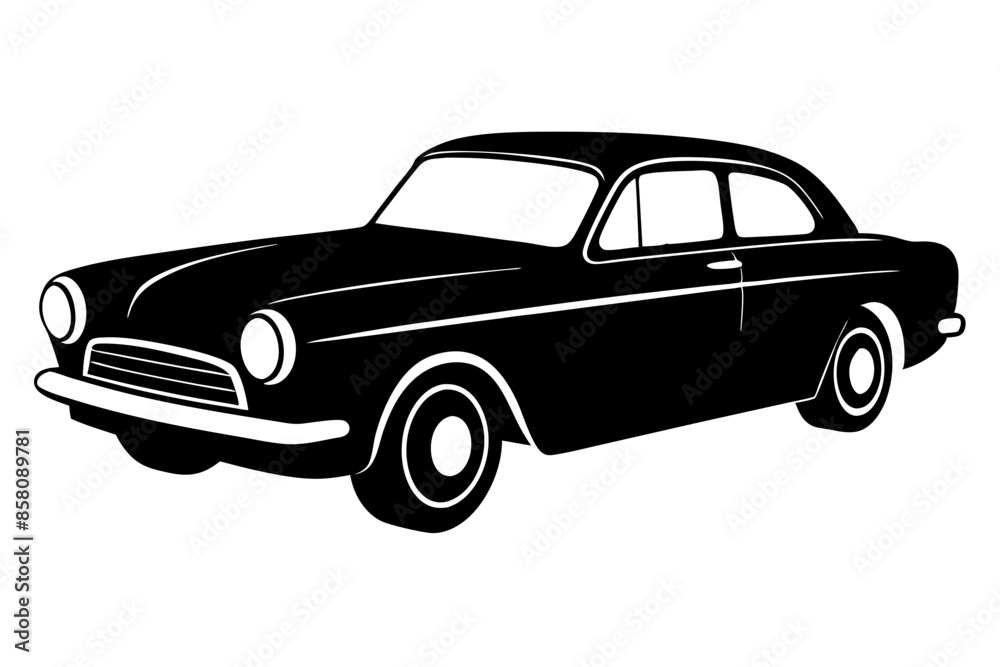 Obraz premium Silhouette vintage car vector, old car vector graphic.