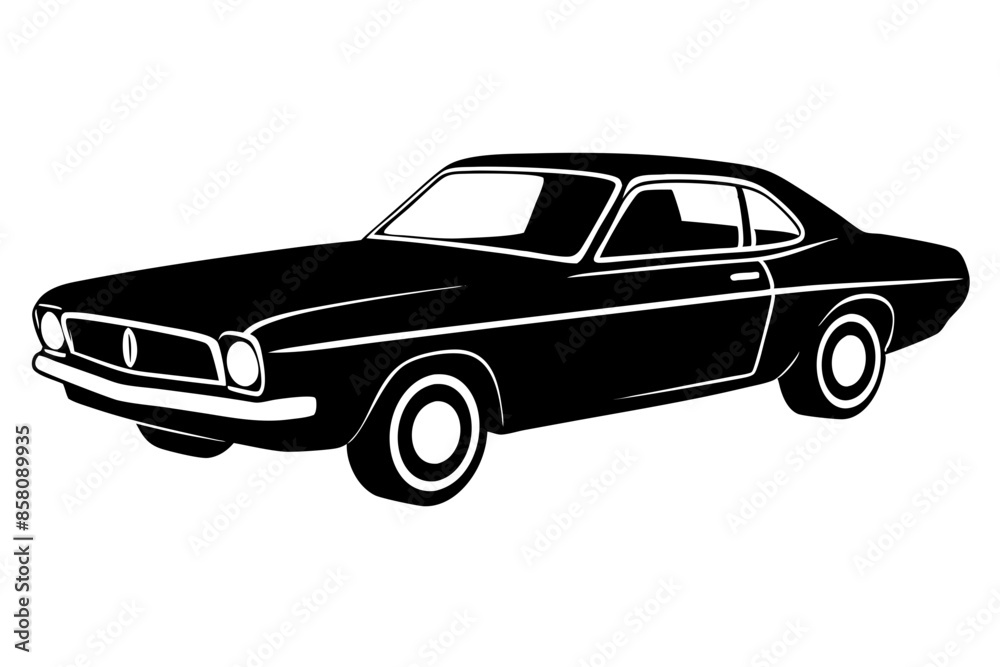 Obraz premium Silhouette vintage car vector, old car vector graphic.