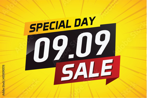 9.9 Special day sale word concept vector illustration with ribbon and 3d style for use landing page, template, ui, web, mobile app, poster, banner, flyer, background, gift card, coupon

