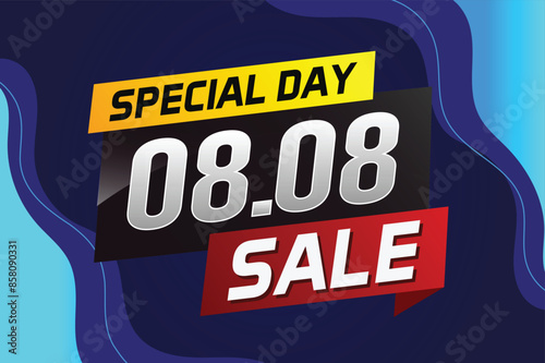 8.8 Special day sale word concept vector illustration with ribbon and 3d style for use landing page, template, ui, web, mobile app, poster, banner, flyer, background, gift card, coupon

