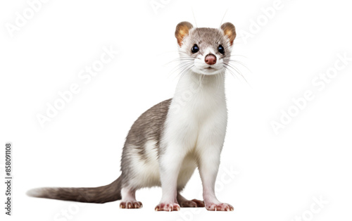 Alert Stoat Looking Forward Isolated on Transparent Background photo