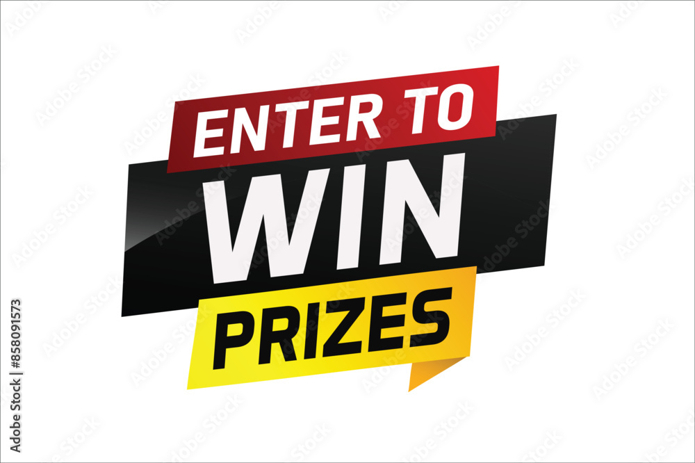 Obraz premium Enter to win prizes word concept vector illustration and 3d style for use landing page, template, ui, web, mobile app, poster, banner, flyer, background, gift card, coupon, wallpaper
