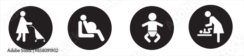 Gguidance pictogram icons about social life.Guidance icon set vector illustration, airport, bus station, shopping mall