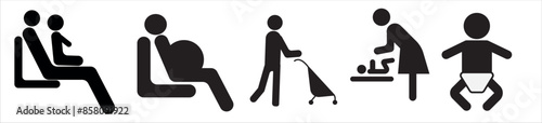 Gguidance pictogram icons about social life.Guidance icon set vector illustration, airport, bus station, shopping mall