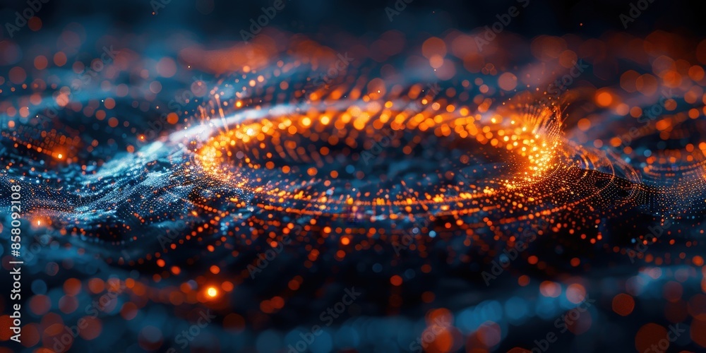 Abstract Digital Landscape with Orange and Blue Lights Abstract Digital Landscape with Orange and Blue Lights