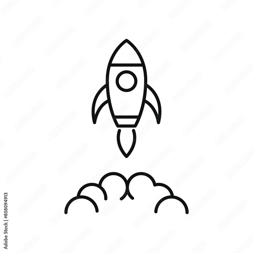 rocket space icon vector design outline style rocket space icon vector design outline style