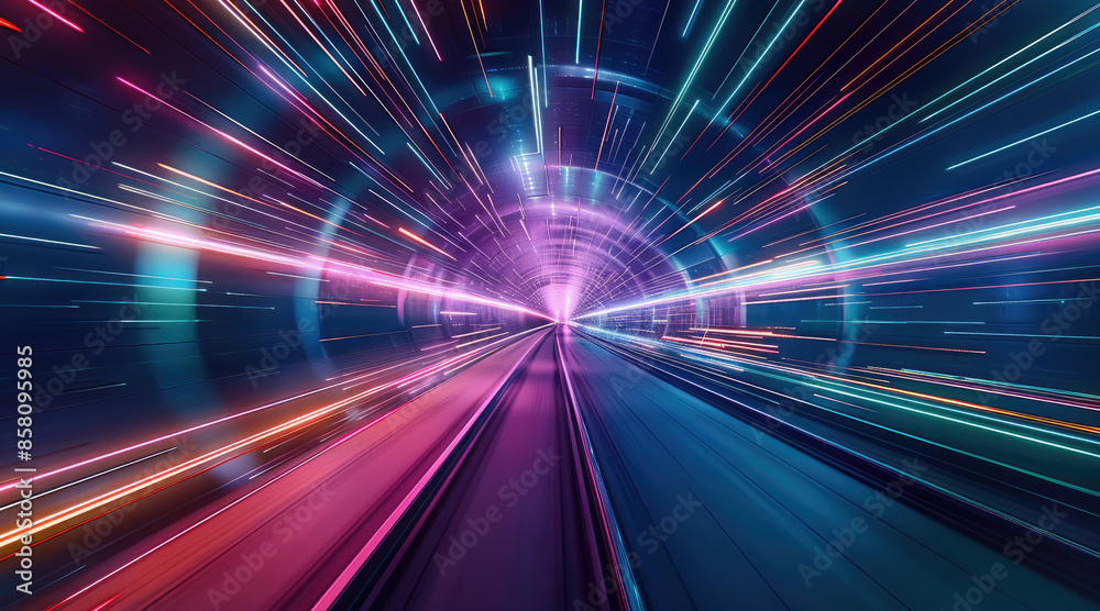Supersonic speed through the internet. Use deep blue, purple and green. Generative AI. Supersonic speed through the internet. Use deep blue, purple and green. Generative AI.