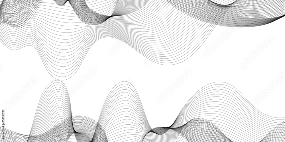 Technology and business wave lines on transparent background. Vector curve wave line seamless pattern. Gray curved line for banner design and frequency sound wave line. Future technology concept. Technology and business wave lines on transparent background. Vector curve wave line seamless pattern. Gray curved line for banner design and frequency sound wave line. Future technology concept.