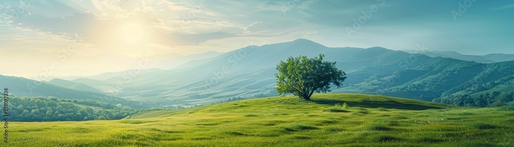 Blue nature background, serene landscape, natural light, soft hues, tranquil scene, high definition, gentle gradients, calming atmosphere, lush greenery, clear sky Blue nature background, serene landscape, natural light, soft hues, tranquil scene, high definition, gentle gradients, calming atmosphere, lush greenery, clear sky