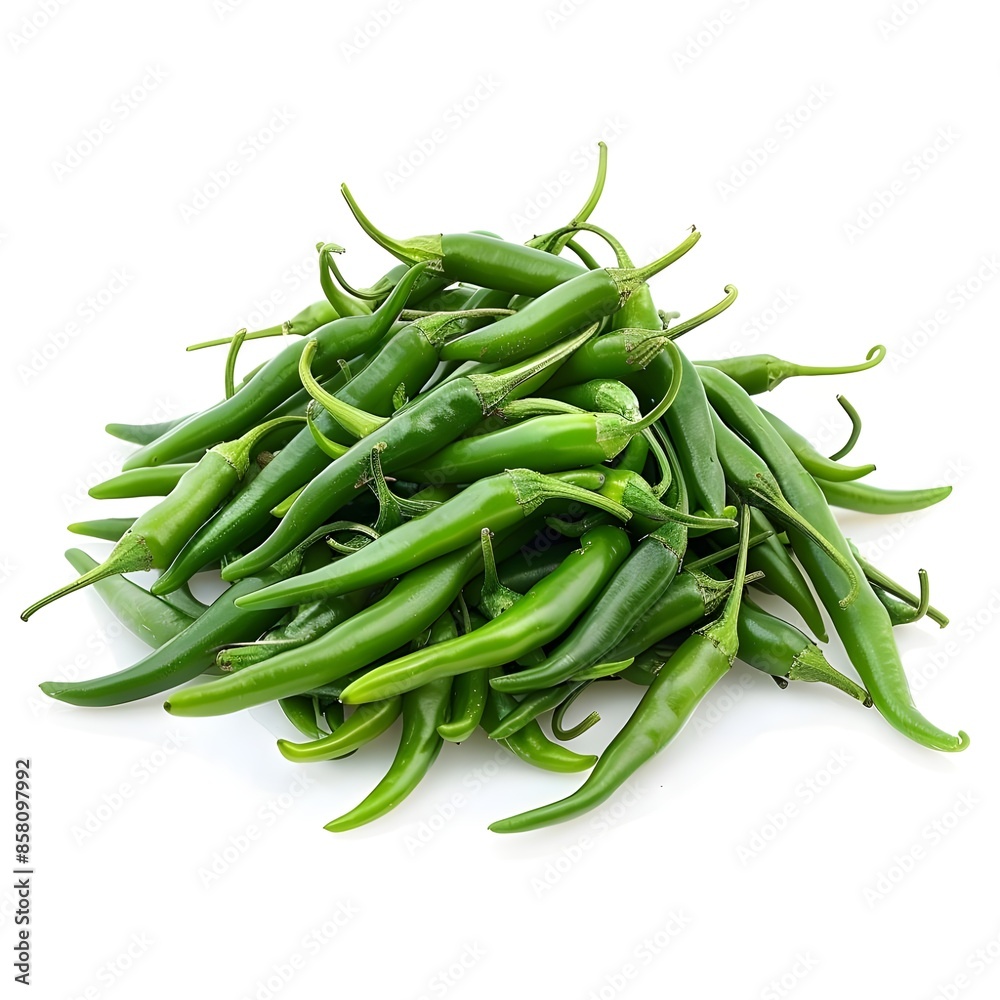 chillies on white background