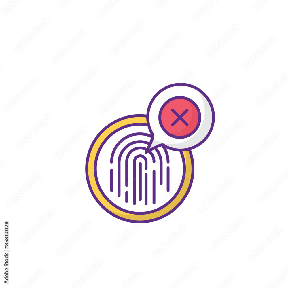 Fingerprint Delete icon design with white background stock illustration Fingerprint Delete icon design with white background stock illustration