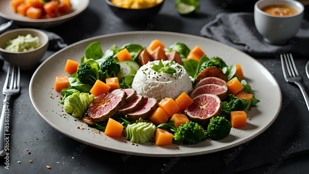 Fresh Salad and Grilled Beef Steak Dinner Plate | Appetizing Food Fresh Salad and Grilled Beef Steak Dinner Plate | Appetizing Food