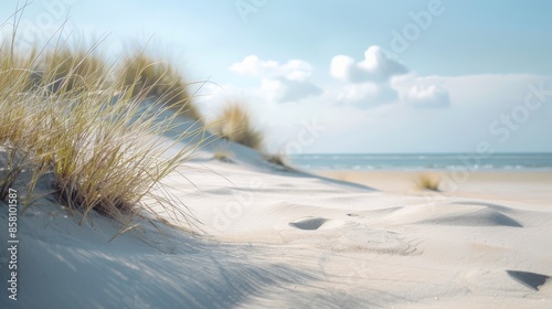 Fototapeta Naklejka Na Ścianę i Meble -  Sand Dunes Under Bright Sunlight blurred background 