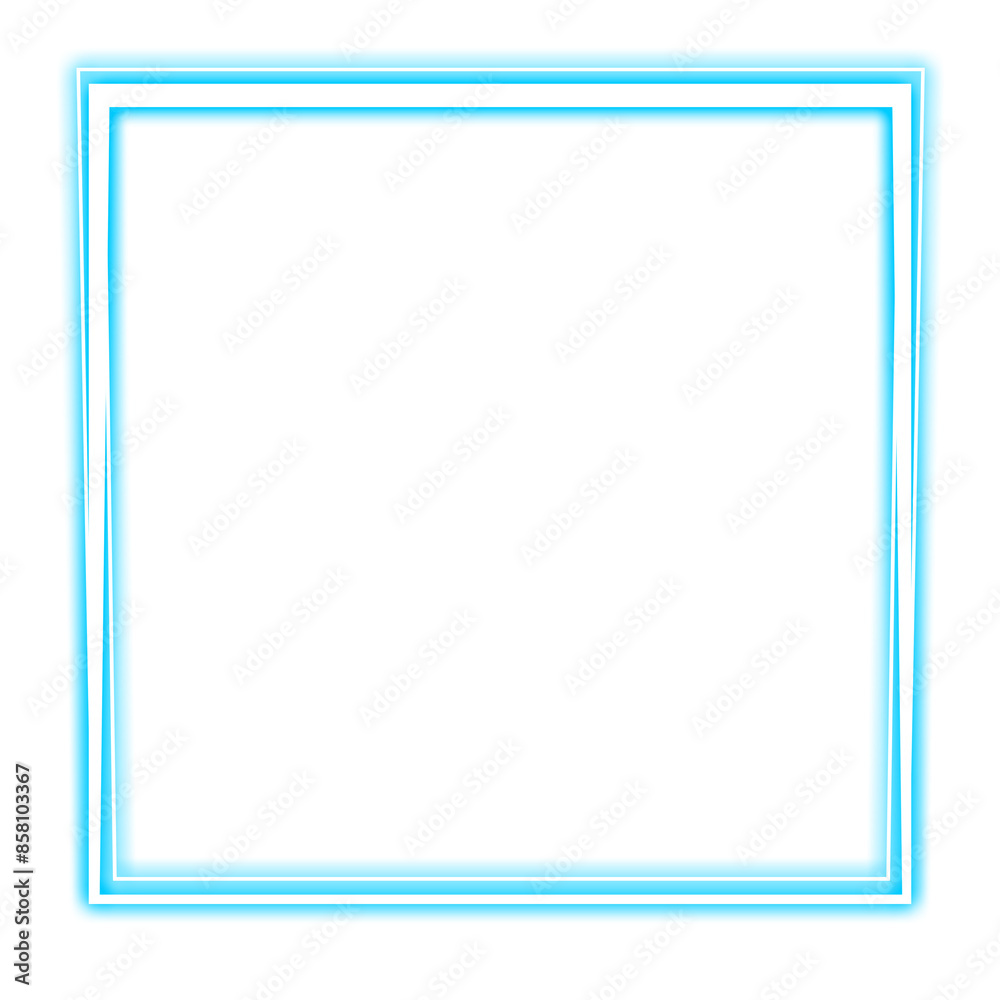 blue square frame and light neon blue square frame and light neon