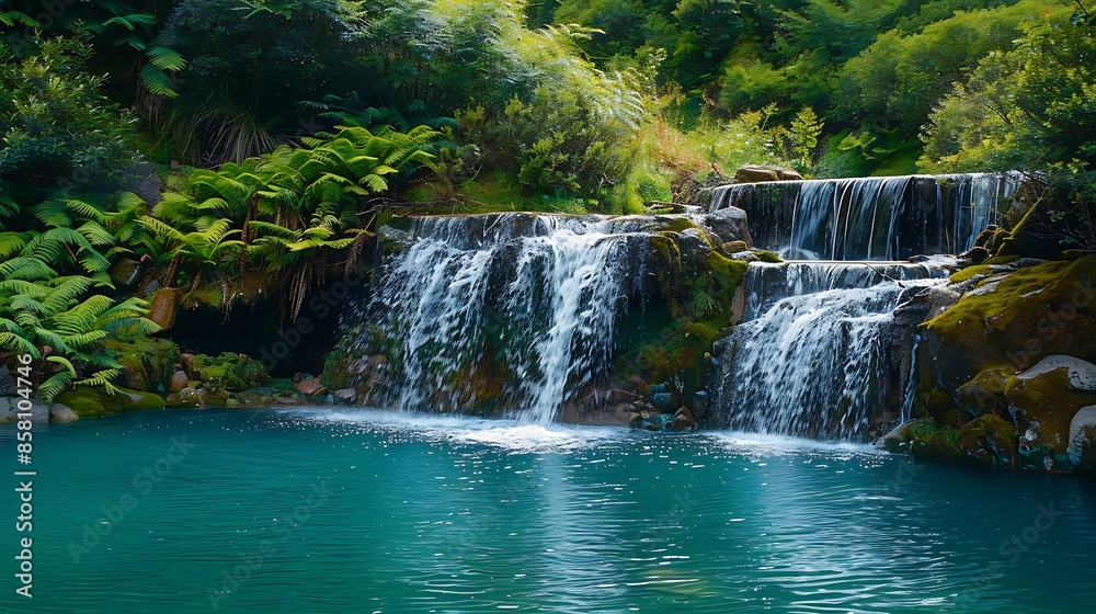 Obraz premium Turquoise lake with waterfals