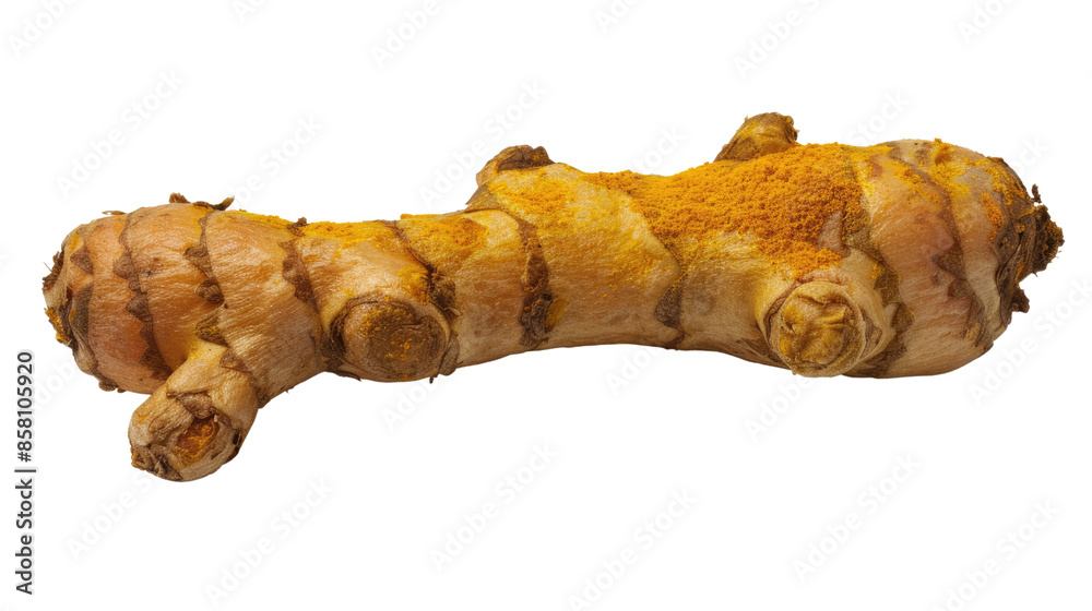 Photograph of a close-up shot of a turmeric root, its vibrant yellow color and earthy aroma, isolated on a transparent background. Photograph of a close-up shot of a turmeric root, its vibrant yellow color and earthy aroma, isolated on a transparent background.