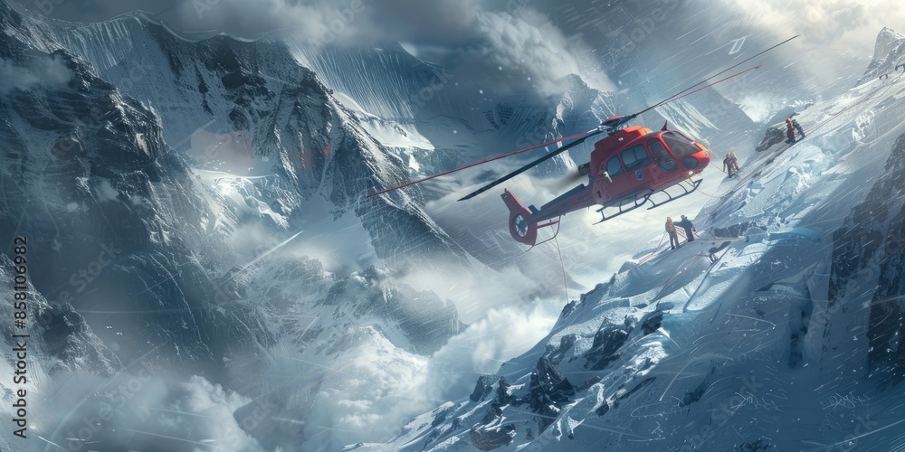 Helicopter Rescue in Snowy Mountains Helicopter Rescue in Snowy Mountains