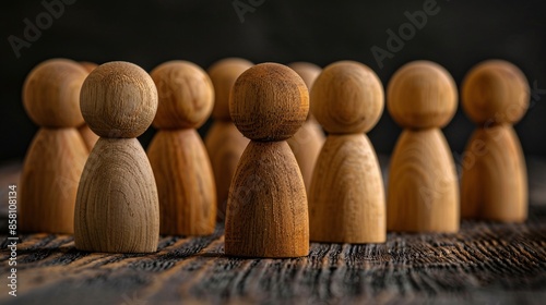 Wooden Figures on a Dark Wooden Surface