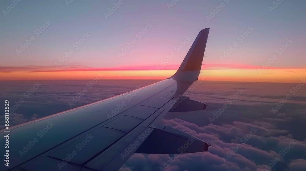 Airplane wing captured at sunset with a smartphone Airplane wing captured at sunset with a smartphone
