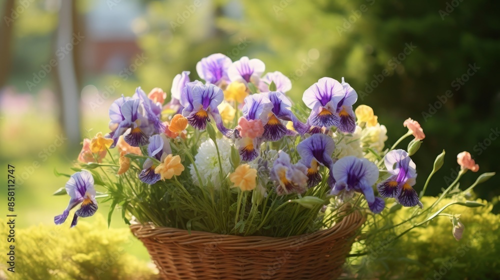 Basket iris flowers tranquil garden scene Basket iris flowers tranquil garden scene