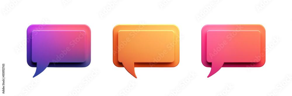 Colorful Speech Text Boxes and Abstract Chat Bubble on White Background Colorful Speech Text Boxes and Abstract Chat Bubble on White Background