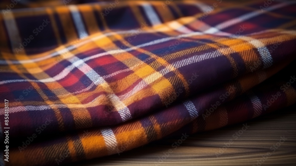 Flannel fabric with warm fall hues in plaid. Flannel fabric with warm fall hues in plaid.