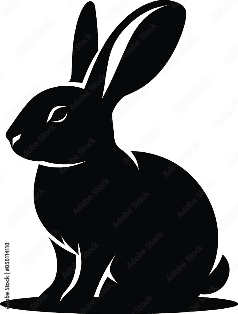 Obraz premium Rabbit Silhouette vector illustration isolated on white background