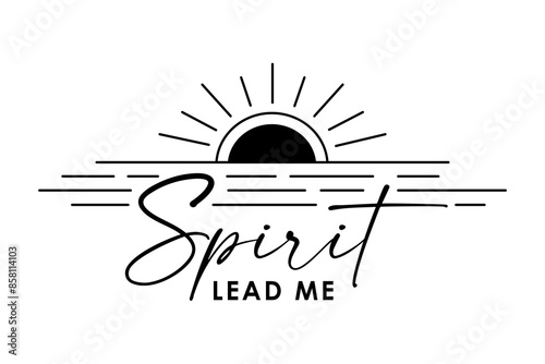 Spirit lead me, Christian quote logo design. Bible typography for youth apparel, church hoodies or t-shirt. Vector illustration