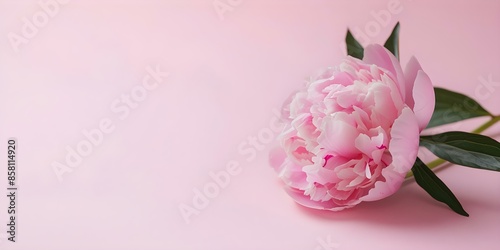 Wallpaper Mural Chinese peony on a soft pink background with space for a holiday card. Concept Floral Photography, Holiday Greetings, Chinese Peony, Pink Background, Space for Text Torontodigital.ca