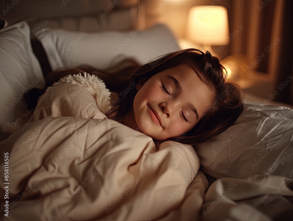 A Sleeping Child with a Stuffed Toy in a Cozy Bedroom