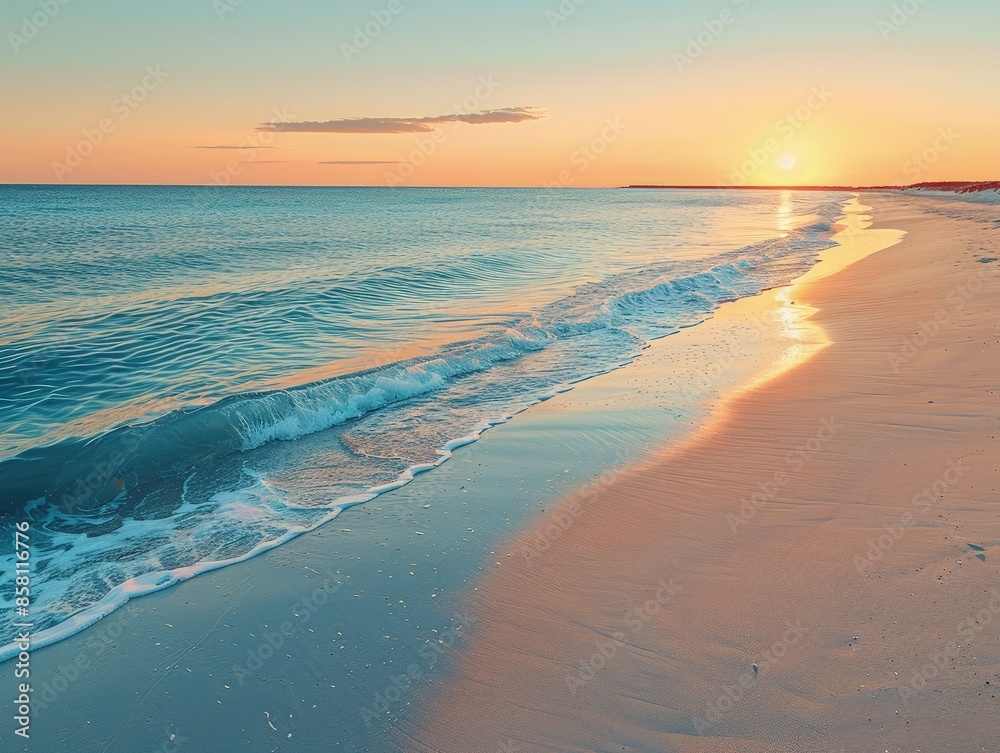 Obraz premium Serene Beach Scene at Sunset