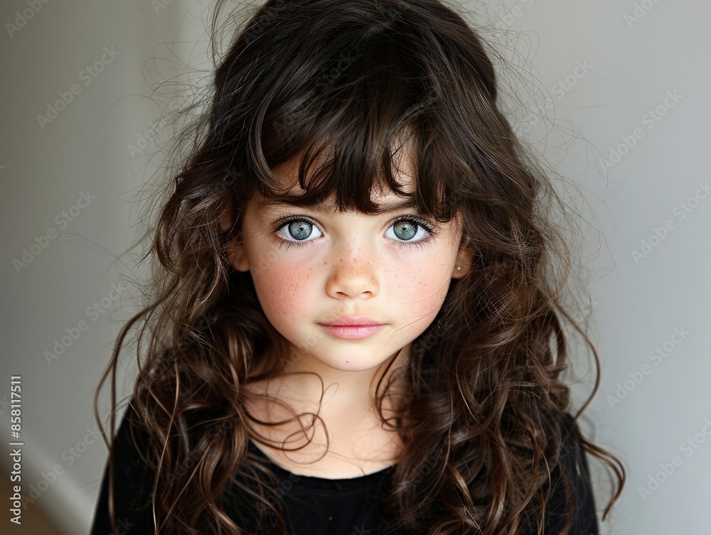 Young Girl with Striking Blue Eyes and Glittery Hair Young Girl with Striking Blue Eyes and Glittery Hair
