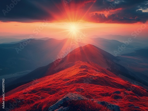 Serene Sunramoonrise Over Majestic Mountain Range