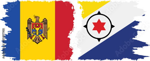 Bonaire and Moldova grunge flags connection vector